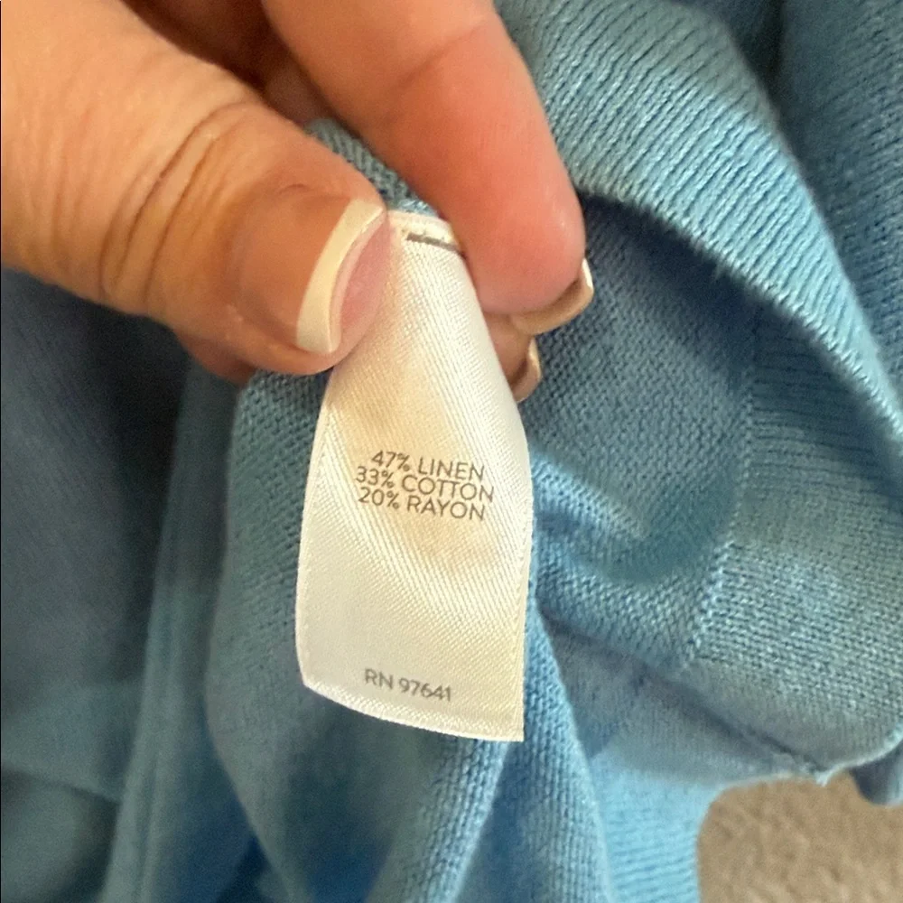 J. Jill Blue Women's Relaxed Crewneck Linen Blend Sweater size XL - Picture 3 of 6